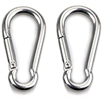 HOMPER 2 Ganchos de mosquetón M8- Resistentes de Acero Inoxidable 304- mosquetón para Llavero- para Exteriores- Camping…